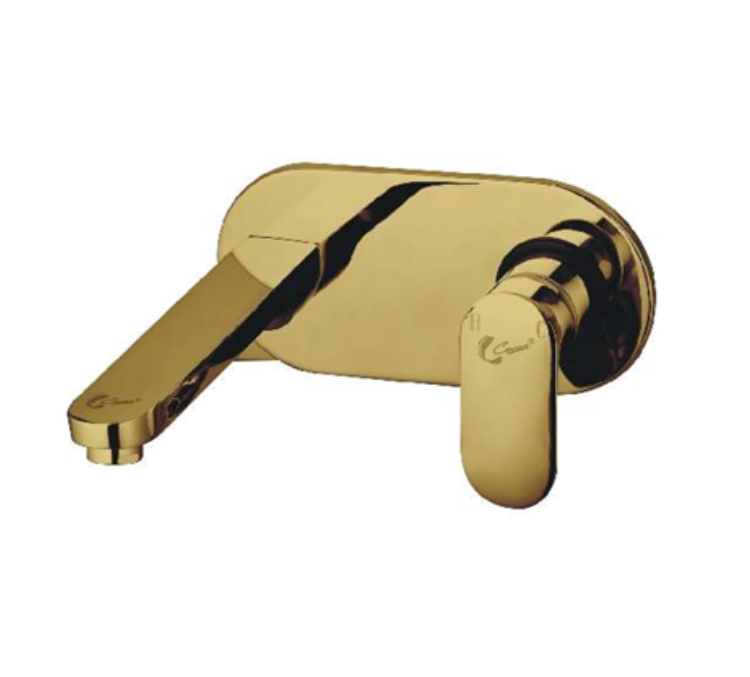 SINGLE LEVER BASIN MIXER WALL MOUNTED WITH HEAVY CASTED SPOUT